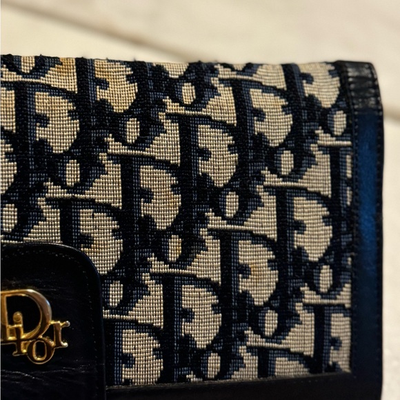 Dior Navy Foldover Wallet Kisslock Clasp - Picture 4 of 7